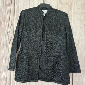 Vintage Black tie Oleg Cassini Womens sequins jacket size Medium